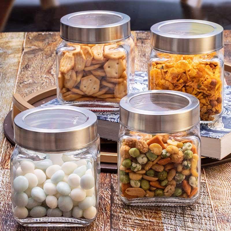 Vency Piramal Glass Round 500ml Transparent Glass Jars & Containers for Kitchen Pantry, Snacks, Masala, Pickles, Dry Fruits, Cof
